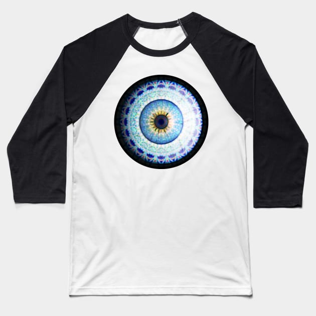 Blue Ceramic  Eyeball Jewel Baseball T-Shirt by crunchysqueak